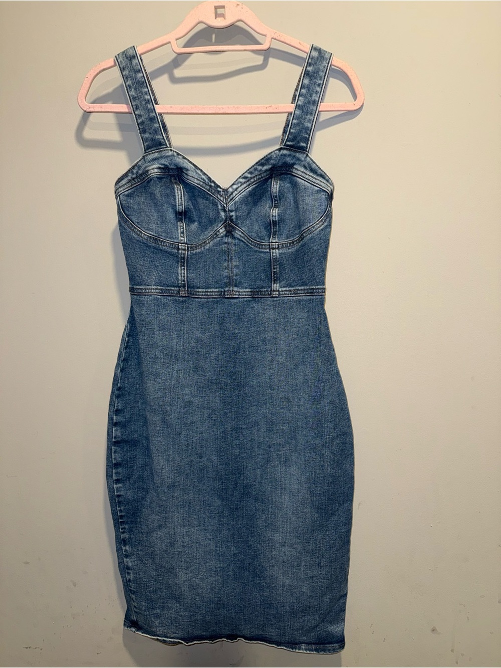 Express Denim Bustier Midi Dress - Blue